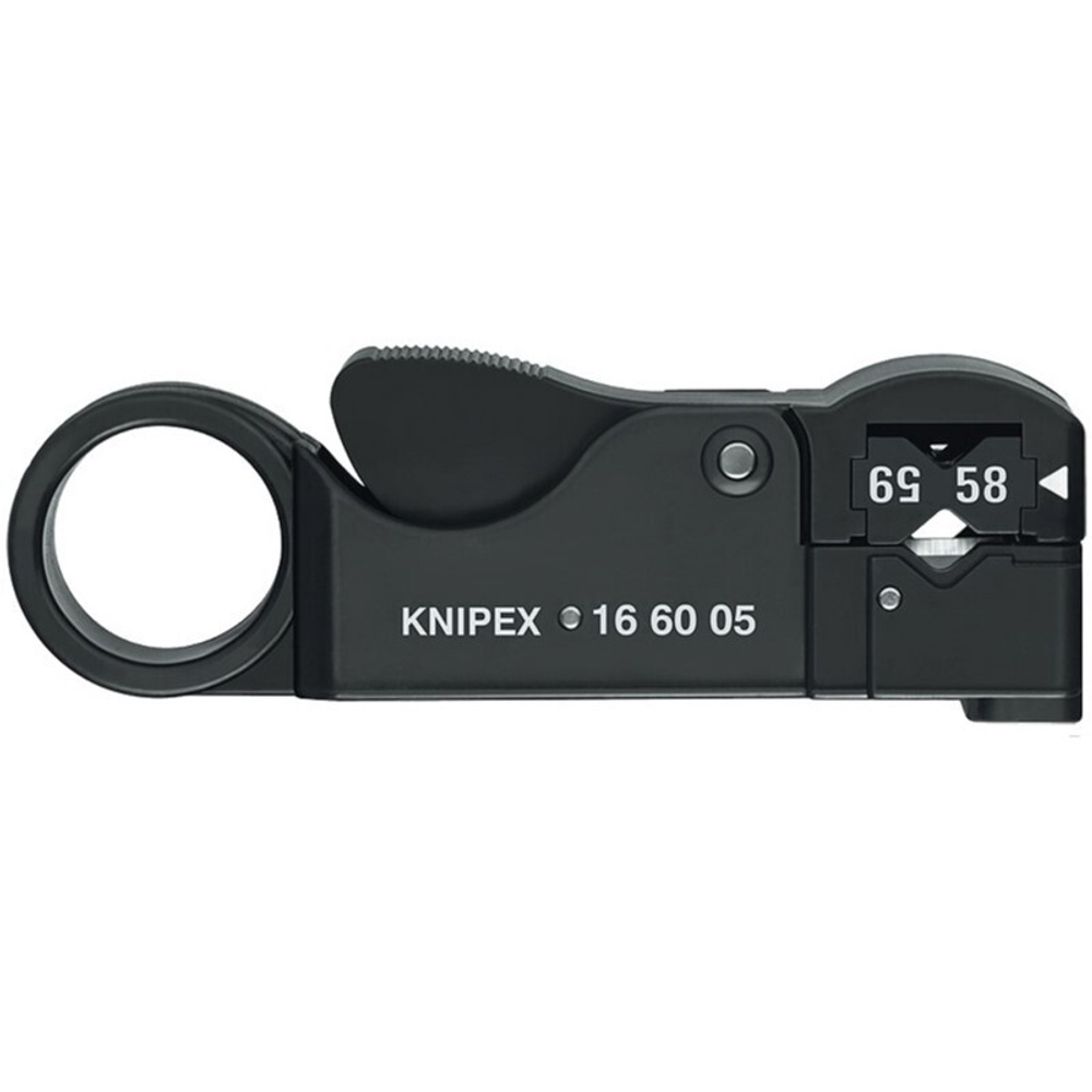 Стриппер 105 мм для коаксиального кабеля, RG 58 / 59 / 62, SB KNIPEX KN-166005SB