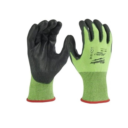 АКЦИЯ ЗИМА 2026! Перчатки защитные Hi-Vis Cut level Хай Виз Кат Левел 5/E уровень сопротивления размер M / 8 MILWAUKEE 4932479932