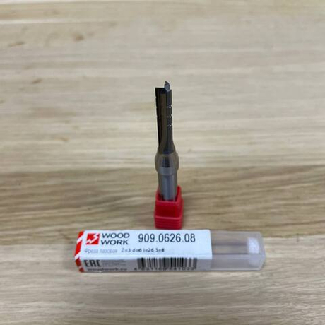 Новинка! Фреза монолитная пазовая Woodwork Z=3 S=8 I=26 D=6, для фрезерования пазов 909.0626.08