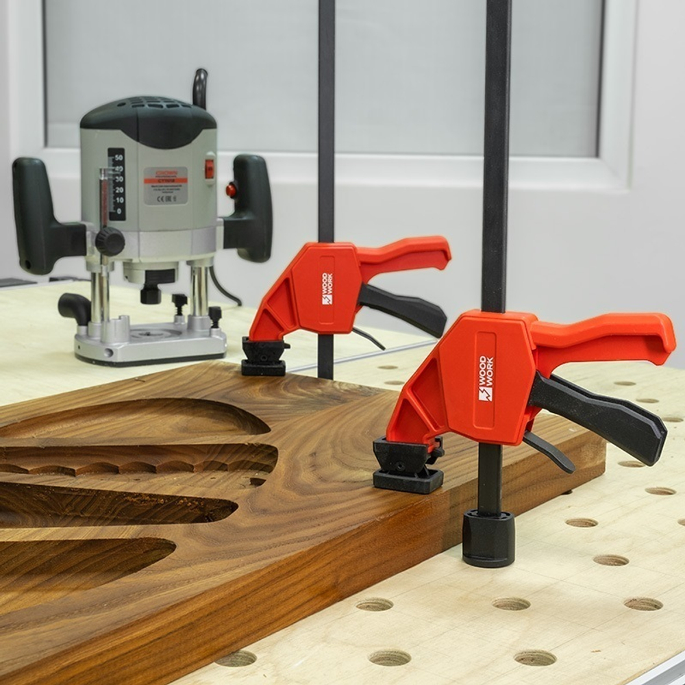 ХИТ! Прижим верстачный вертикальный быстрозажимной для отверстия D 20 мм WOODWORK BCB-2560