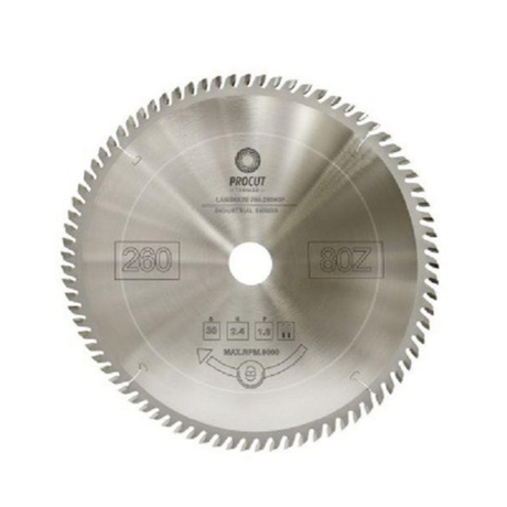 Новинка! Пильный диск 260 x 30 x 2,4 / 1,6 Z 80 TF ламинат, МДФ PROCUT 755.2603080F.ECO