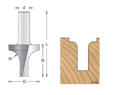 Фреза радиусная V врезная R6 удлин D30x L73 хвостовик 12_MOQ_S,1 171 559 Dimar 1171559