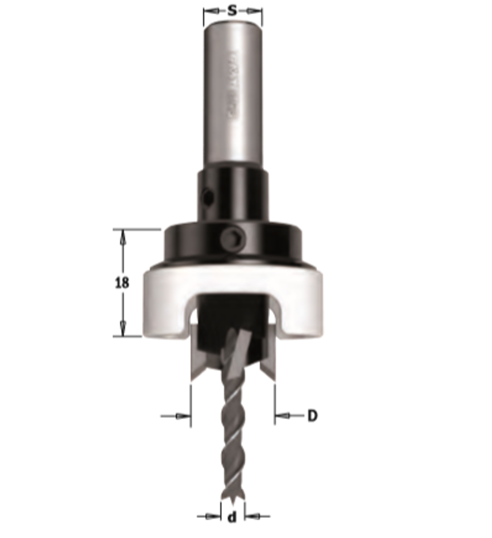 Сверло с зенкером и ограничителем 90гр HW Z2/2 S 10 X 25 D 4 / 12 RH CMT 515.412.11A