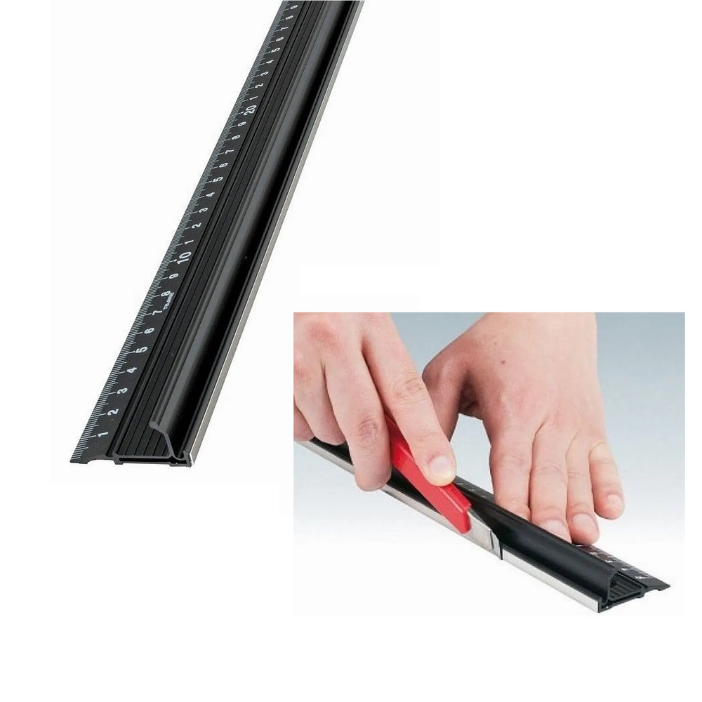 Новинка! Линейка - направляющая японская универсальная TAJIMA Cutter Guide Slim 600 мм, для резания ножом (резаком) с точной метрической шкалой, с противоскользящей лентой CTGSL600