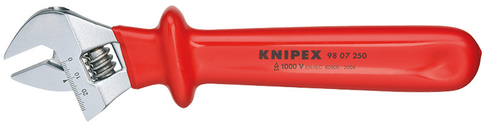 Ключ разводной VDE 260 мм, зев 30 мм, диэлектрический 98 07 250 KNIPEX KN-9807250