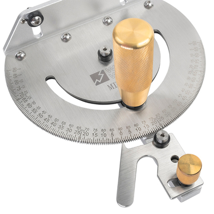 ЗИМА ДЕШЕВЛЕ ХИТ! Упор угловой с транспортиром с шагом 1 градус и углом 22,5 Латунная рукоятка, для пиления и фрезерования Woodwork MIT-003