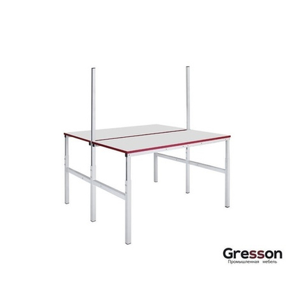 Стол промышленный металлический остров СПО, состоит из 2 зеркальных столов на одном каркасе 1200 х 700 Gresson СПО-1200