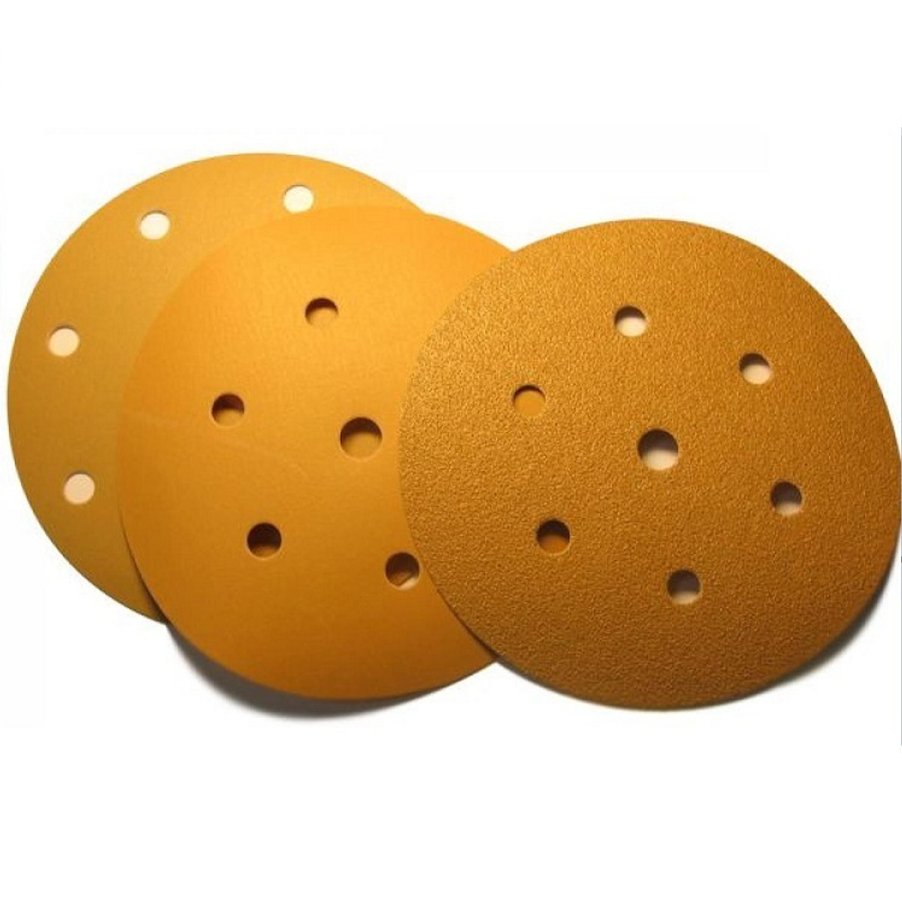 ЧЕРНАЯ РАСПРОДАЖА! Шлифовальные круги комплект 100 шт GOLD B312T 150 мм на липучке 7 отверстий золотистый P 320 SUNMIGHT 52614-100
