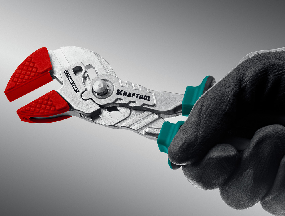 Новинка! Клещи переставные - гаечный ключ KRAFTOOL Vise-wrench 180 мм, 2-х компонентные рукоятки, быстрая настройка нажатием кнопки, принцип трещетки 22066