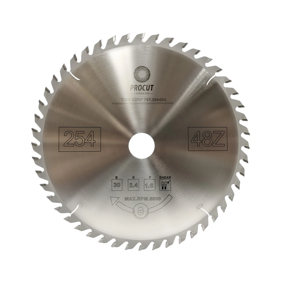 ХИТ! Пильный диск PROCUT 254 x 30 x 2,4/1,6 Z=48 ATB продольный, поперечный рез, тонкий пропил, для обработки дерева, фиброцемента, гипсокартона 797.2543048A