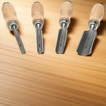 Новинка! Набор из 4 шт профессиональных полукруглых стамесок NAREX Wood Line Profi 8, 10, 16, 26 мм ручка из бука, светлые 863510