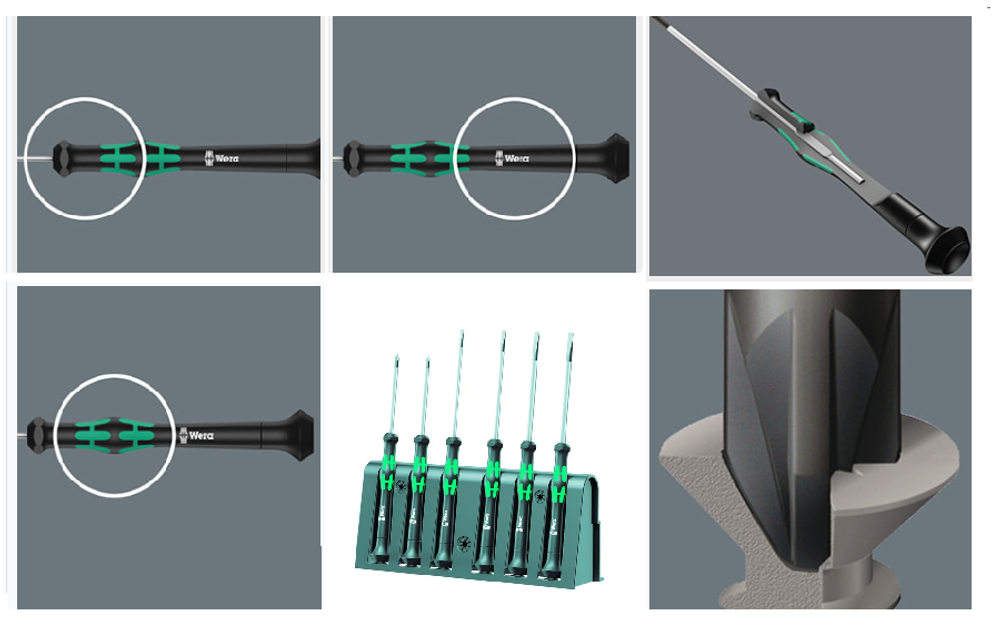Новинка! Набор 6 предметов WERA Kraftform Micro ОТВЕРТКИ прецизионные + подставка PH 00 x 60 / 0 x 60, SL 0.30 x 1.8 для электроники, точных работ WE-118150
