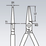 Круглогубцы 140 мм, губки d 2.5 x 28 мм, хром, 2-комп ручки 22 05 140 KNIPEX KN-2205140