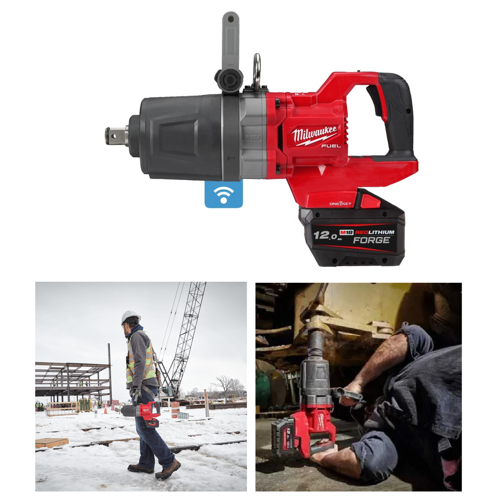 Новинка! Набор в кейсе M18 FUEL ONEFHIWF1DS-121C: Аккумуляторный высокомоментный ударный гайковерт MILWAUKEE ONEFHIWF1DS-0 1'' с D - образной рукояткой (укороченный) FORGE, Аккумулятор FB12 12 Ач, Зарядное устройство М12-18 FC 4933499253