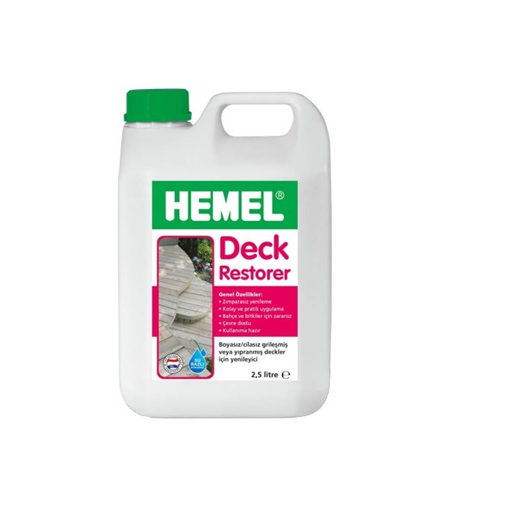 Очиститель для террас для наружных работ Deck Restorer Бесцветный 2,5 л, для восстановления посеревшей обветренной древесины террас и садовой мебели без шлифования 8000H HEMEL 10813