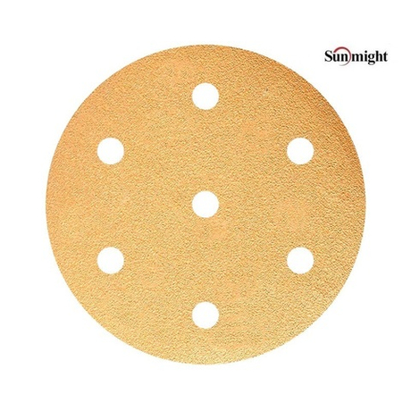 Шлифовальные круги комплект 100 шт GOLD B312T+ 150 мм на липучке 7 отверстий золотистый P 1000 SUNMIGHT 52620-100