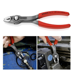 Новинка! Клещи с фронтальным и боковым захватами KNIPEX TwinGrip 150 мм, 3 позиции, зев 3 - 16 мм, обливные ручки в блистере KN-8201150