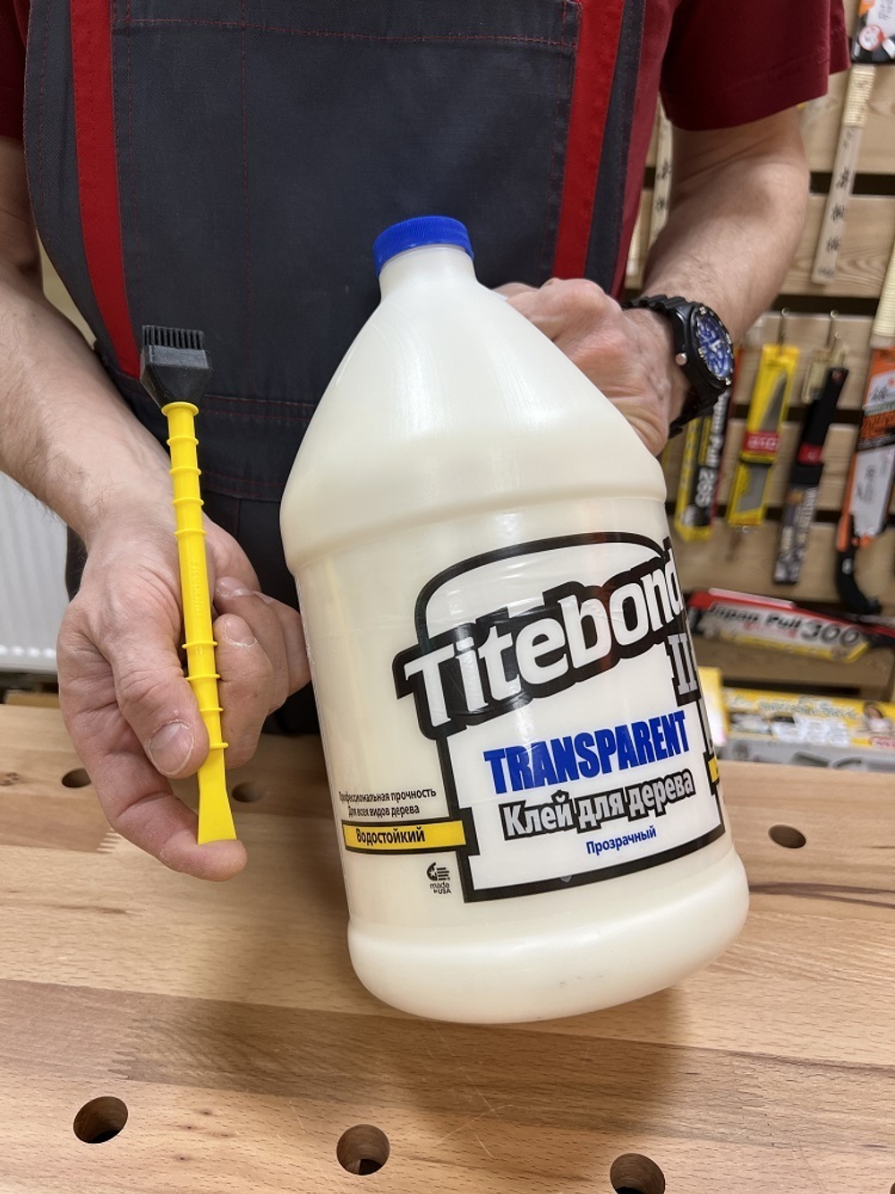ХИТ! Клей столярный влагостойкий прозрачный Titebond II Transparent Premium Wood Glue 1126 прозрачный  3,8 л TB1126