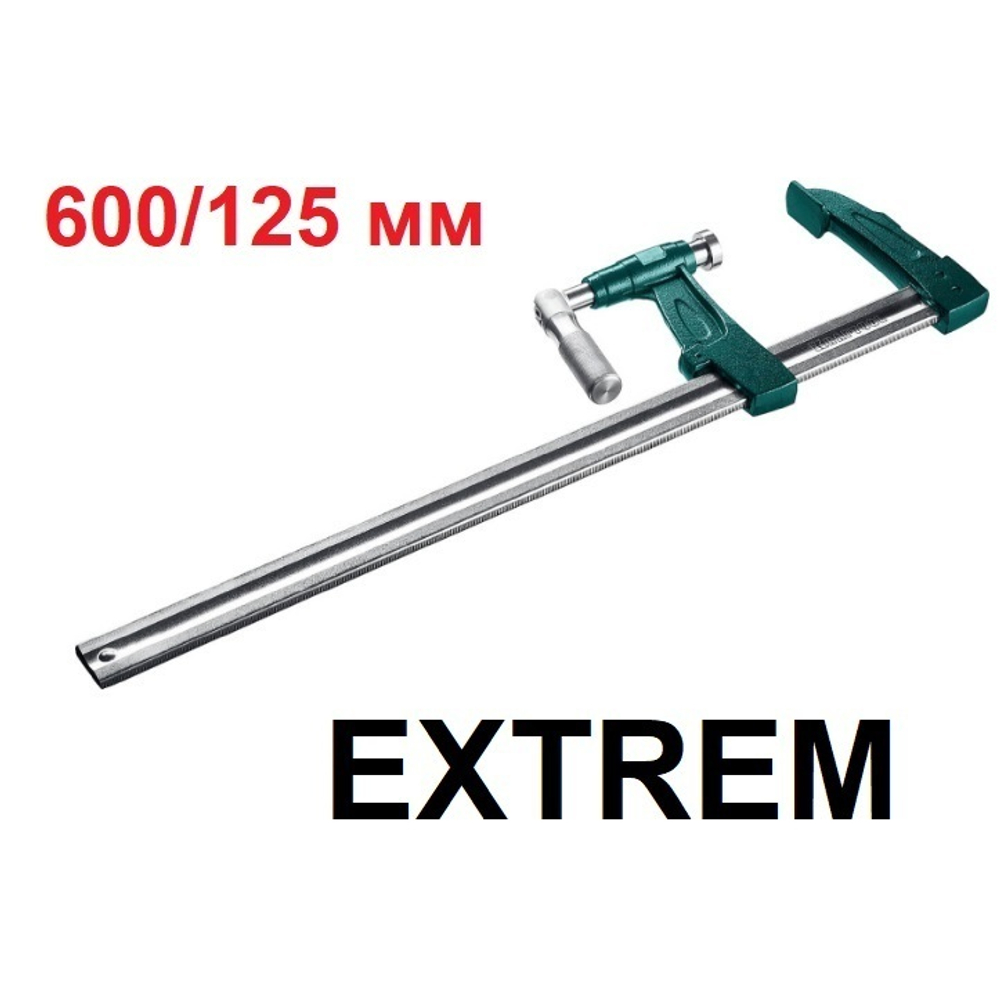 ХИТ! Струбцина EXTREM тип F мощная с мультипликаторной прижимной втулкой 600 / 125 мм KRAFTOOL 32013-125-600_z01