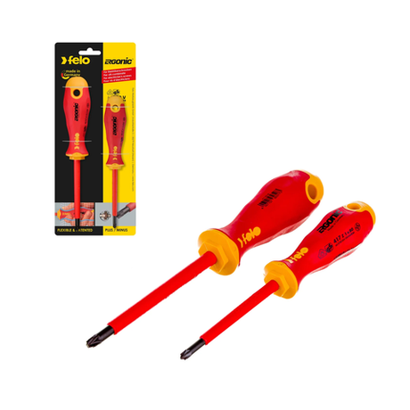 Новинка! Набор крестовых диэлектрических отверток 2 шт. Felo Ergonic PZ1-2 41792191