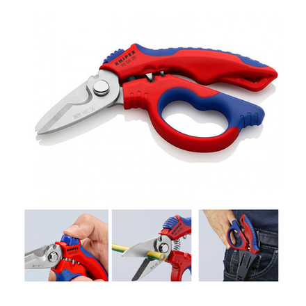 Ножницы электрика угловые KNIPEX 160 мм, обжим концевых гильз: 0.5–6 мм.кв. и 10–25 мм.кв., нерж, 2-комп ручки KN-950520SB