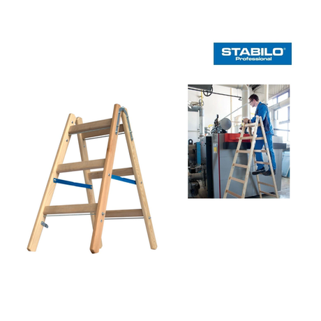 Новинка! Деревянная двухсторонняя стремянка с перекладинами Krause STABILO PROFESSIONAL Sprossen-DoppelLeiter Holz 2 х 3 170231