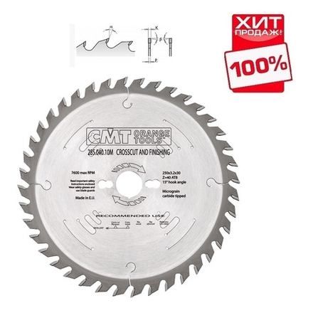ХИТ! Диск пильный 254 x 30 x 2,4 / 1,8 -5 гр 10г р ATB Z60 CMT 294.060.10M