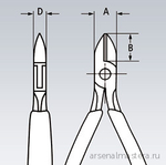 Кусачки боковые для электроники ESD 115 мм (БОКОРЕЗЫ) острая головка, 2-комп антистатические ручки 77 32 115 ESD KNIPEX KN-7732115ESD