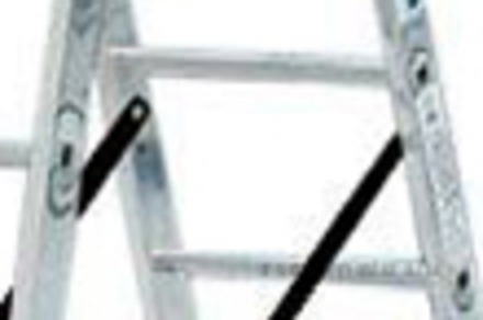 Универсальная алюминиевая двухсекционная лестница - трансформер (приставная, раздвижная, стремянка) профессионального применения Krause STABILO 2х9 перекладин 133472