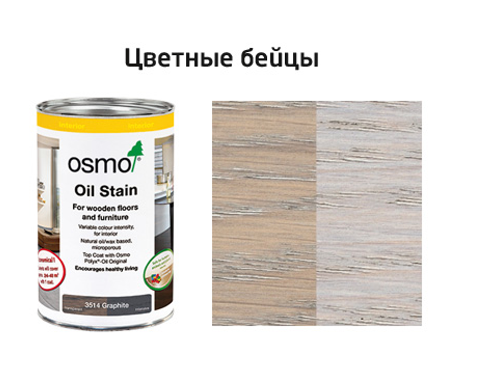 Цветные бейцы на масляной основе для тонирования деревянных полов Osmo 3518 светло-серый 0,125 л Ol-Beize для внутренних работ Osmo-3518-0,125 15100841