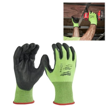 АКЦИЯ СИЗ! Перчатки защитные сигнальные Hi-Vis Cut level Хай Виз Кат Левел 5 уровень сопротивления размер XXL/11 MILWAUKEE 4932479935