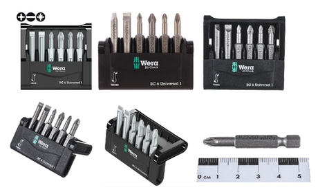 Новинка! Набор 6 предметов WERA БИТЫ с битодержателем Mini-Check 50 мм, 800/4Z+851/4TZ+855/4TZ WE-056474