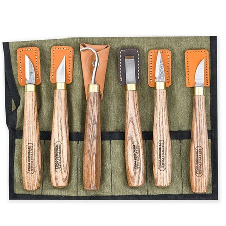 Набор резчицкий N2 5 ножей и 1 стамеска в сумке скрутке ПЕТРОГРАДЪ М00014186