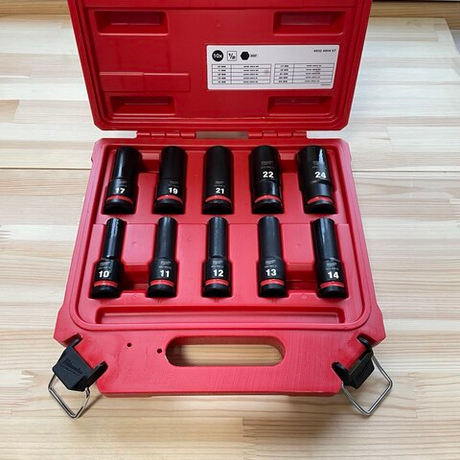 Новинка! Набор головок ударных удлиненных 10 шт. Milwaukee SHOCKWAVE 1/2" 10, 11, 12, 13, 14, 17, 19, 21, 22, 24 мм в кейсе 4932480457
