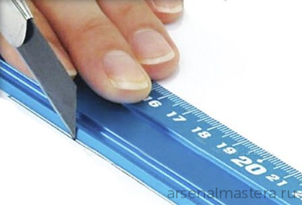 ХИТ! Линейка нескользящая алюминиевая Shinwa 30 см синяя 65415 М00009175