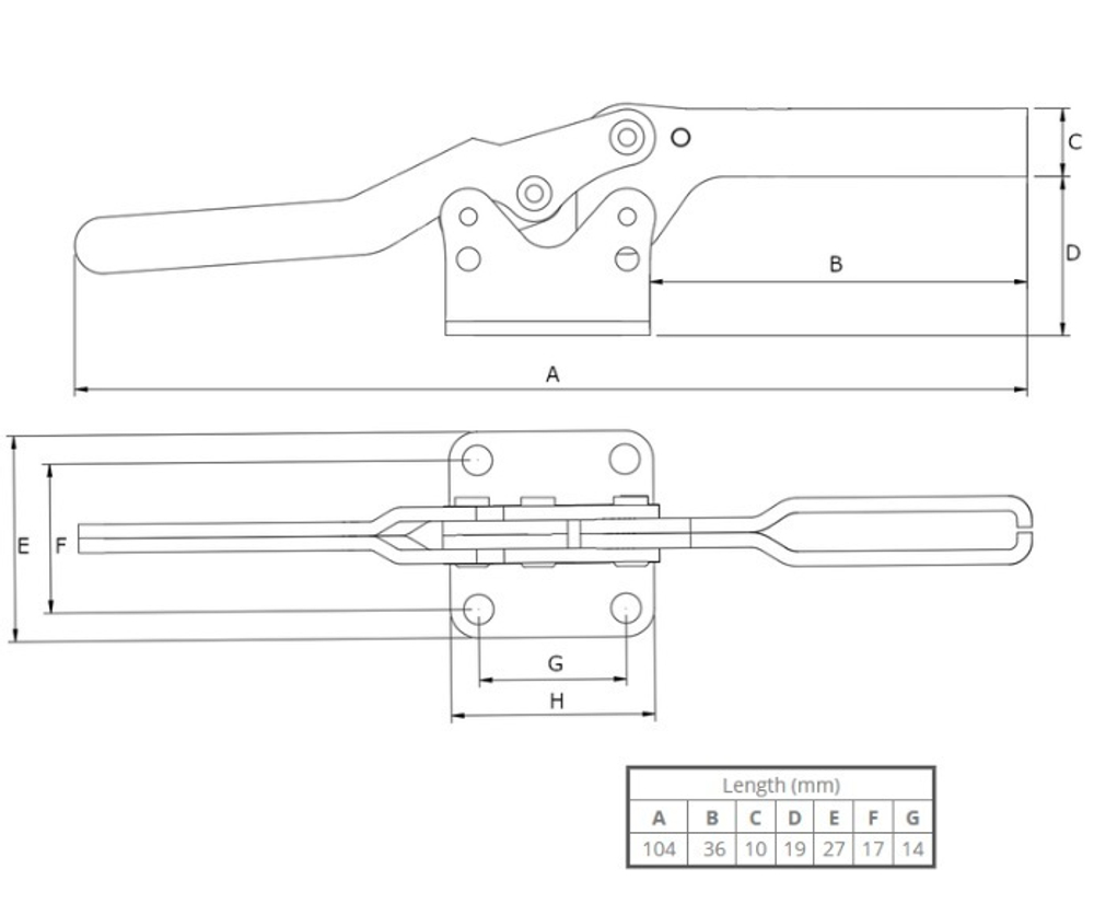 ХИТ! Зажим механический с горизонтальной ручкой усилие 75 кг Woodwork GH-20752-B