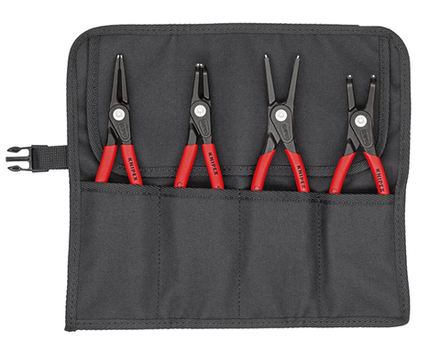 АКЦИЯ ЗИМА 2026! Набор щипцов прецизионных 4 шт, для внутренних и внешних стопорных колец, в сумке-скрутке V01 KNIPEX KN-001957V01