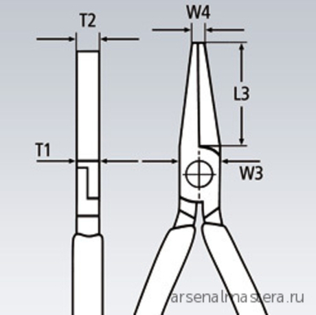 Плоскогубцы "Утконосы" 160 мм, губки 3 х 9 х 55 мм, фосфатированные, обливные ручки 33 01 160 KNIPEX KN-3301160