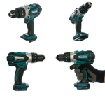 Новинка! Аккумуляторная ударная дрель - шуруповерт ударная Makita DHP 458 Z LXT 18 В, щеточный двигатель. Боковая рукоятка, ограничитель глубины, 2 биты, крепеж на пояс, Max D сверления металл 13 мм, дерево 76 мм DHP458Z