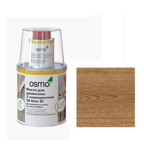 Профессиональное масло для древесины 2 - компонентное Osmo 6143 Коньяк прозрачное 1 л для паркета и деревянных полов 2K HOLZ-OL для внутренних работ 13400454