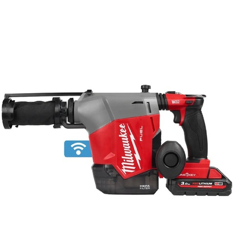 УДОБНЫЙ КОМПЛЕКТ! Комплект M18 FUEL FHAFOH16-302Х Аккумуляторный перфоратор (бесщеточный двигатель) FHAFOH16-0 со встроенной системой пылеудаления, Два Аккумулятора HB3 3.0 Ач, Быстрое зарядное устройство M12-18 FC, кейс Milwaukee 4933493533