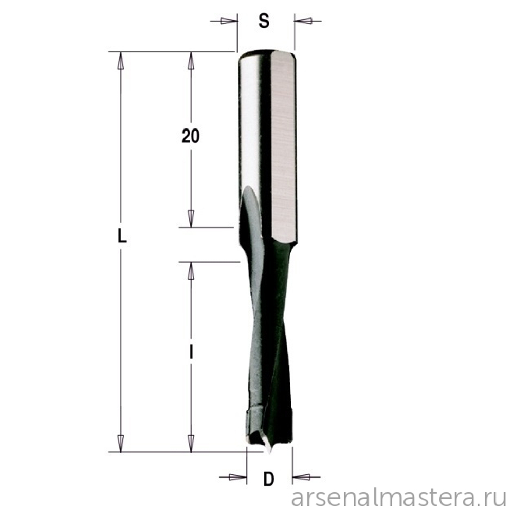 Фреза - сверло для дюбельного фрезера Mafell D 8 l 30 L 58 S 8 вр. RH CMT 312.080.11