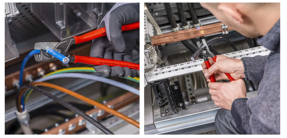 Новинка! Кабелерез KNIPEX StepCut XL ступенчатый рез, Ø 23 мм (120 мм.кв.), длина 225 мм, фосфатированный, обливные ручки, в блистере KN-9511225SB