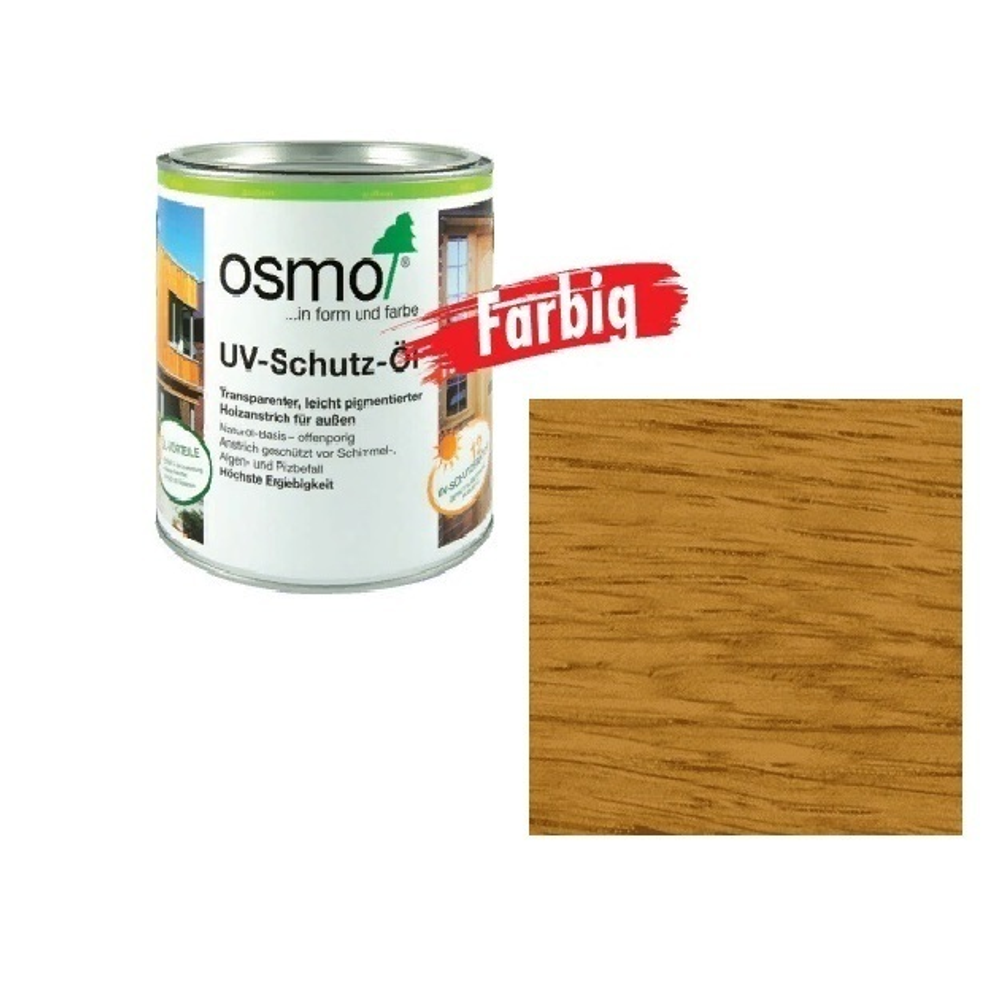 Новинка! Защитное масло с УФ - фильтром Osmo UV-Schutz-Ol Farbig 432 цветное прозрачное Светлый дуб 0,18 л сдерживает рост синей гнили, плесени, грибков для наружных работ 11600091_1