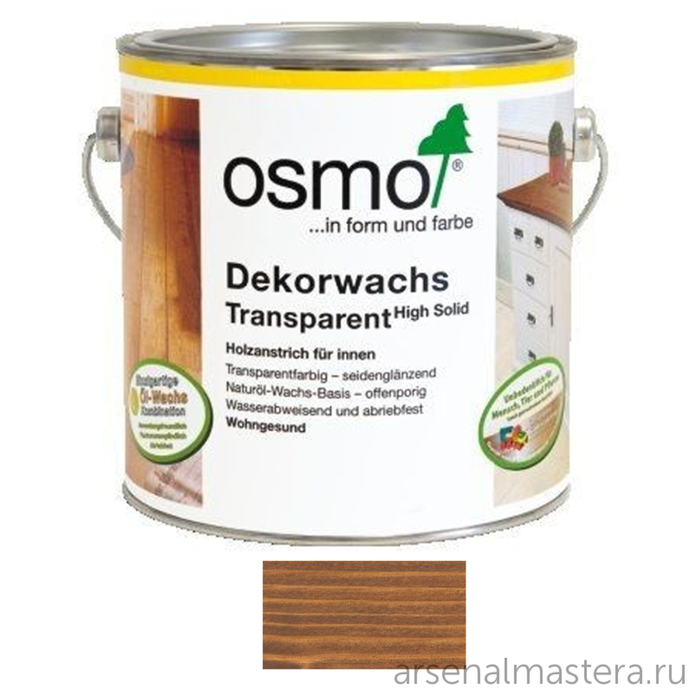 Прозрачная краска на основе цветных масел и воска Osmo 3166 Орех 2,5 л Dekorwachs Transparent Granitgrau для внутренних работ Osmo-3166-2.5 10100083