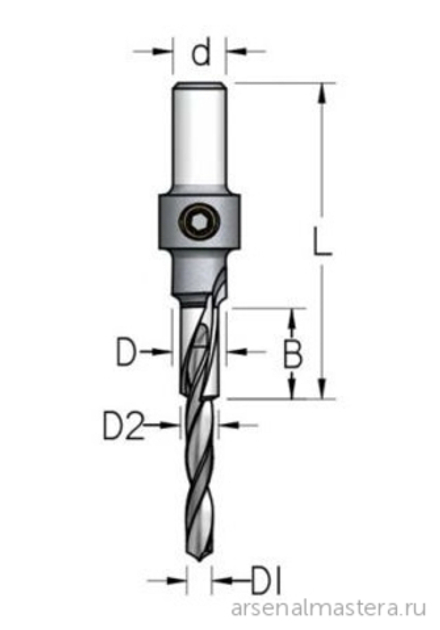 ХИТ! Трехзаходное сверло с зенкером на оправке под евровинт D 10 - 7-5 мм хвостовик 10_S WPW ACD0707D