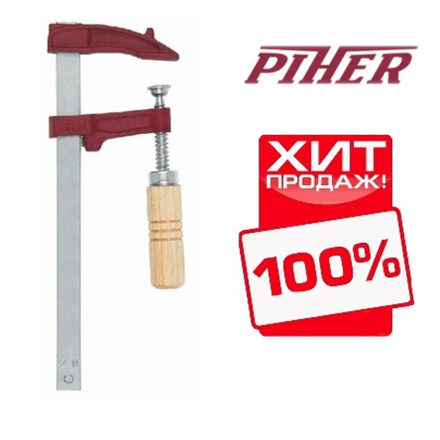 ХИТ! Струбцина винтовая F-образная Piher MM 30 х 7 см деревянная рукоять 4000N 02030 М00005907