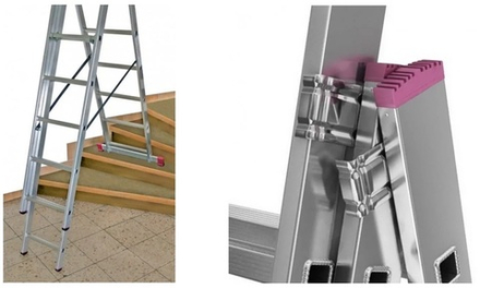 Лестница трехсекционная универсальная с функцией лестничных пролетов 3 х 11 CORDA KRAUSE 013422