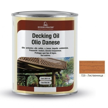 АКЦИЯ МАЙ 2025! Масло датское Decking Oil 1 л для террас цвет 729 Лиственница для наружных работ Borma 4971IL-LS729