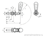 Прижим (упор) Toggle Clamp Push-Pull 90 кг M6 Piher 56102 М00006373